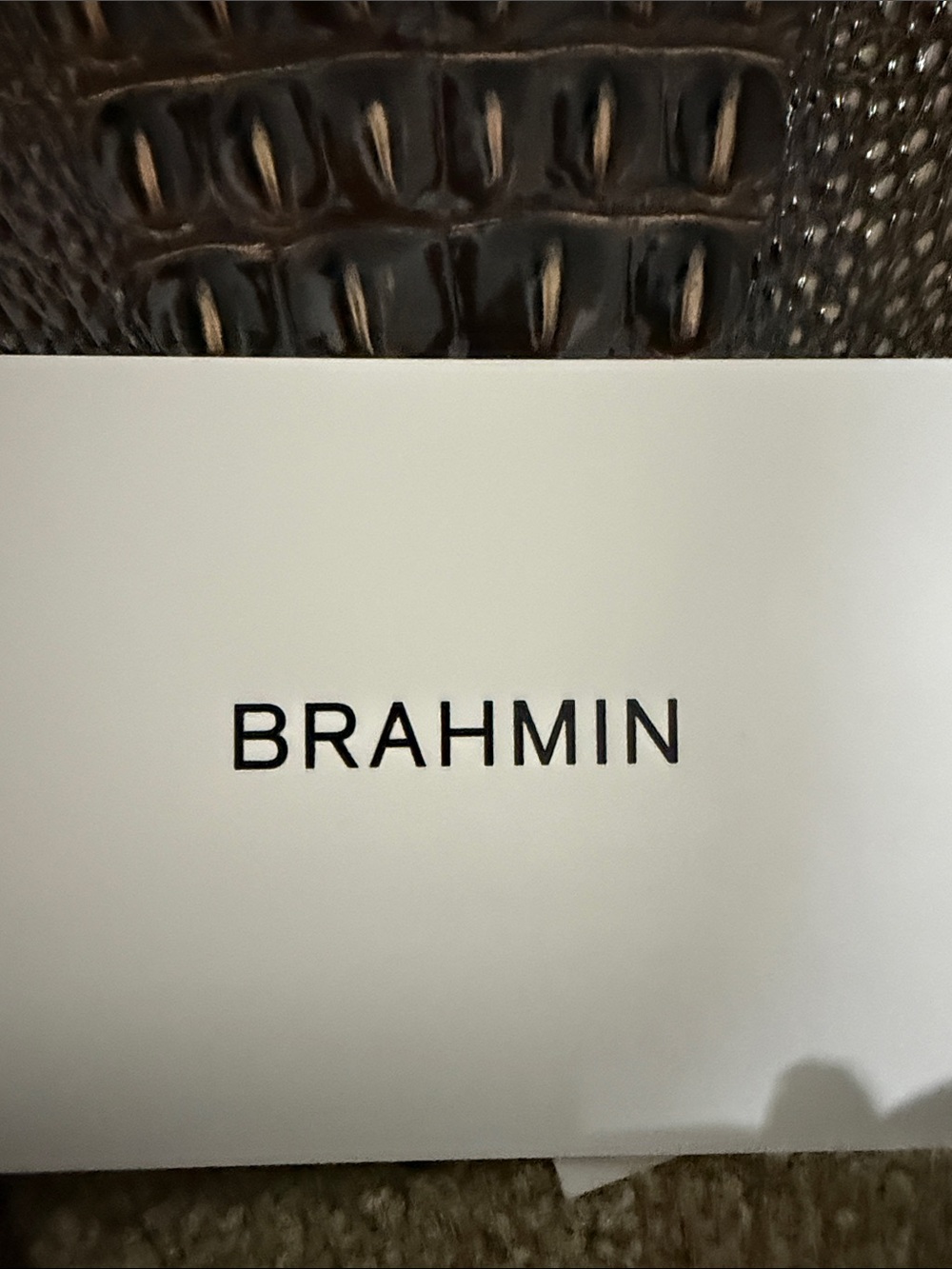 Brahmin Dark Brown Croc-Embossed Leather Shoulder Bag - Picture 3 of 4